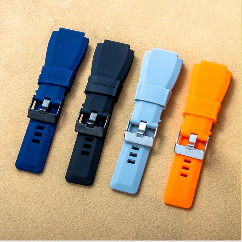 New Nature Black Blue Rubber Watchband Pin Buckle Accessories Bell Ross Strap BR01 BR03 22mm 24mm Outdoor Waterproof Wristband