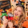 Cute 3D Halloween Hair Hoop Stuffed Cartoon Pumpkin Hairband Witch Party Headwear Trendy Women
