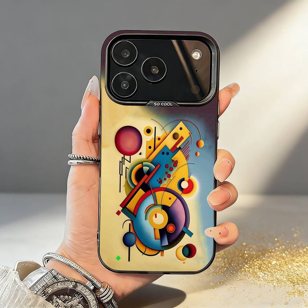 

W-Wassily K-Kandinsky Art Phone Case For iPhone17,16,15,14,13,12,11,Pro,MAX Gray Matte Silicone Black Cover iPhone14Pro
