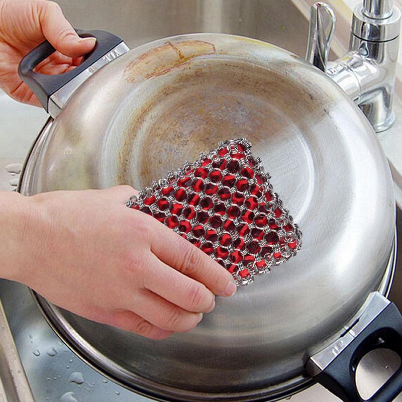 Gusseisenpfannenreiniger Mehrzweck-Edelstahl-Gusseisenreiniger Gusseisen-Reinigungswerkzeug Metallpfannenreiniger für Grillpfanne