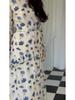 2024 Floral Print Women's Dress - Gentle Style, Round Neck, Long Sleeve, with Ruffles