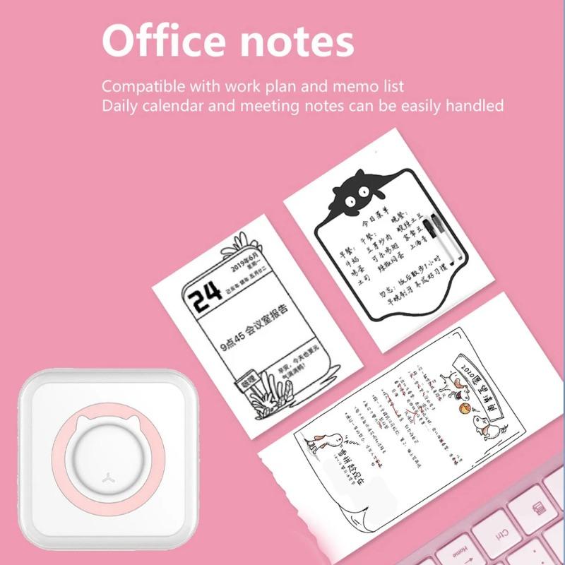 Tragbarer Mini-Thermodrucker, kabellos, BT, 203 dpi, Fotoetikett, Memo, falsche Frage, Drucken mit USB-Kabel, tragbarer Drucker