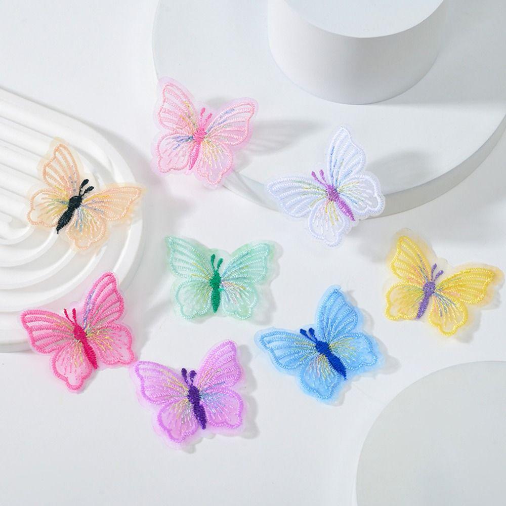 100PCS Colorful Lace Butterfly Patch Embroidered Fabric Appliques  Sewing Craft Decoration