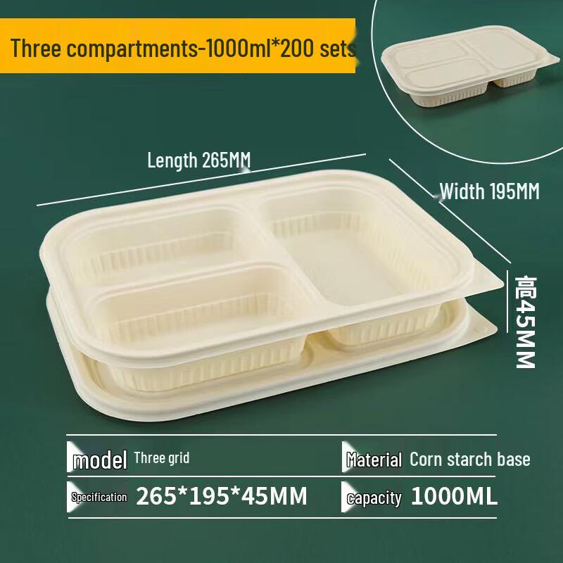 

Biodegradable 3-Compartment Disposable Lunch Box