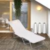 Sun Lounger Reclining Folding Deck Chair with Pillow Backrest Adjustable To 5 Levels Cream