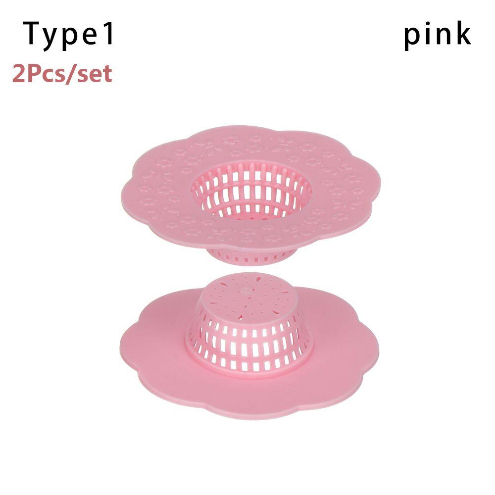 

2/6Pcs Sewer Hair Clean Up Floor Drain Basin Drain Filter Waste Catcher Mesh Trap Sink Strainer Type1 рожевий