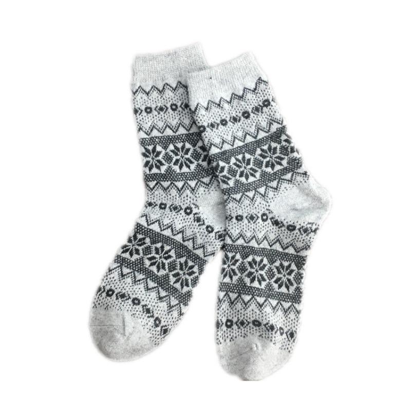 5 Pairs of Mid-calf Wool Socks for Men In Autumn and Winter, Double Octagonal Flower Men's Socks