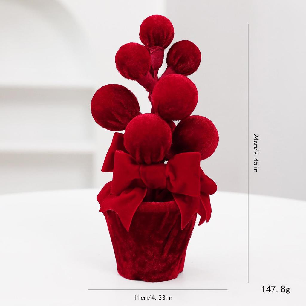 Cloth-Wrapped Berry Christmas Indoor Ornament: Festive Desktop Plant Decoration