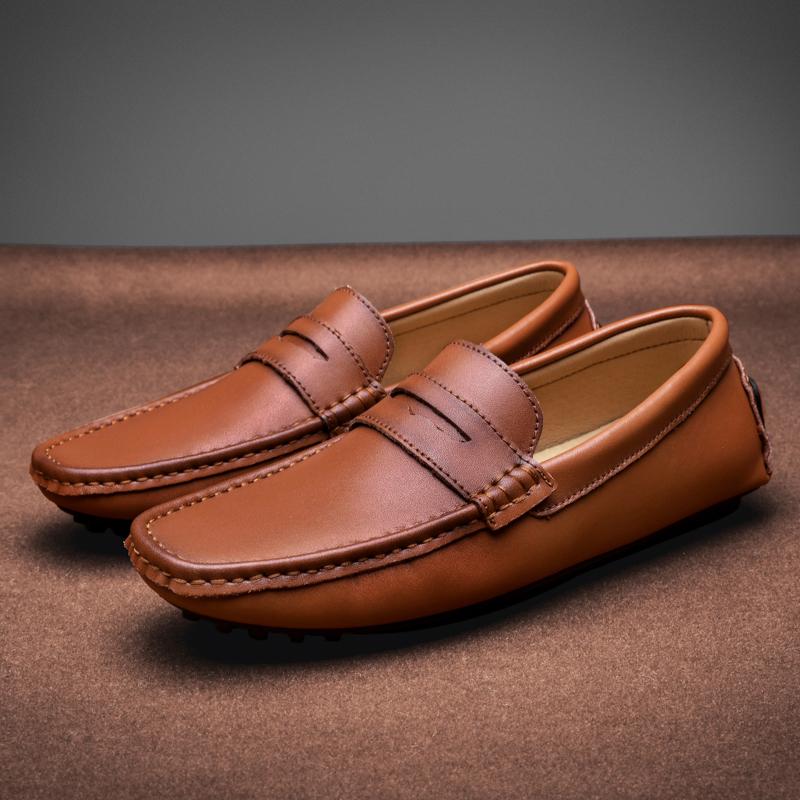 Zapatos de cuero genuino de talla grande, mocasines para hombre, zapatos casuales cómodos, mocasines planos para hombre, calzado para hombre