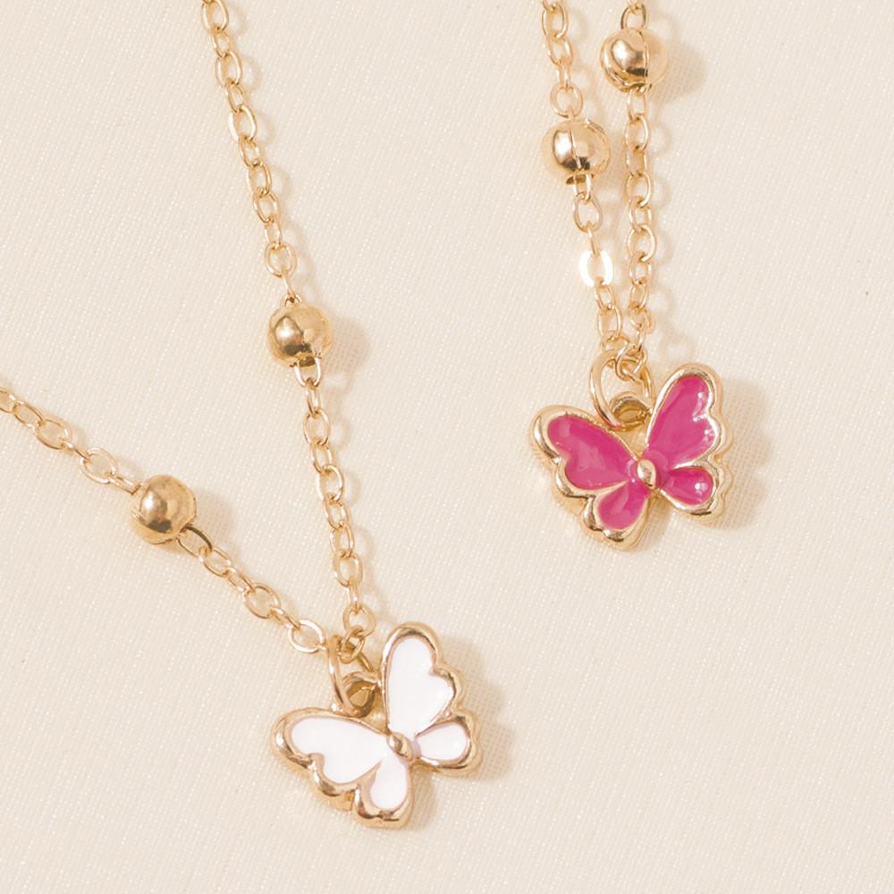 Chic Double Layer Butterfly Necklace For Women Unique Trendy Fashion Jewelry