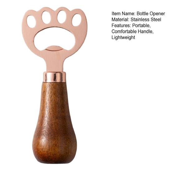 Yousheng Cat Paw Bottle Opener, Acacia Wood Beer Cap Remover, Cute Vertical Stand Opener with Lanyard, Home Bar Kitchen Gift