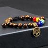 Tree of Life Pendant Woven Bracelet with Tiger Eye Matte Stone Beads - European & American Fashion