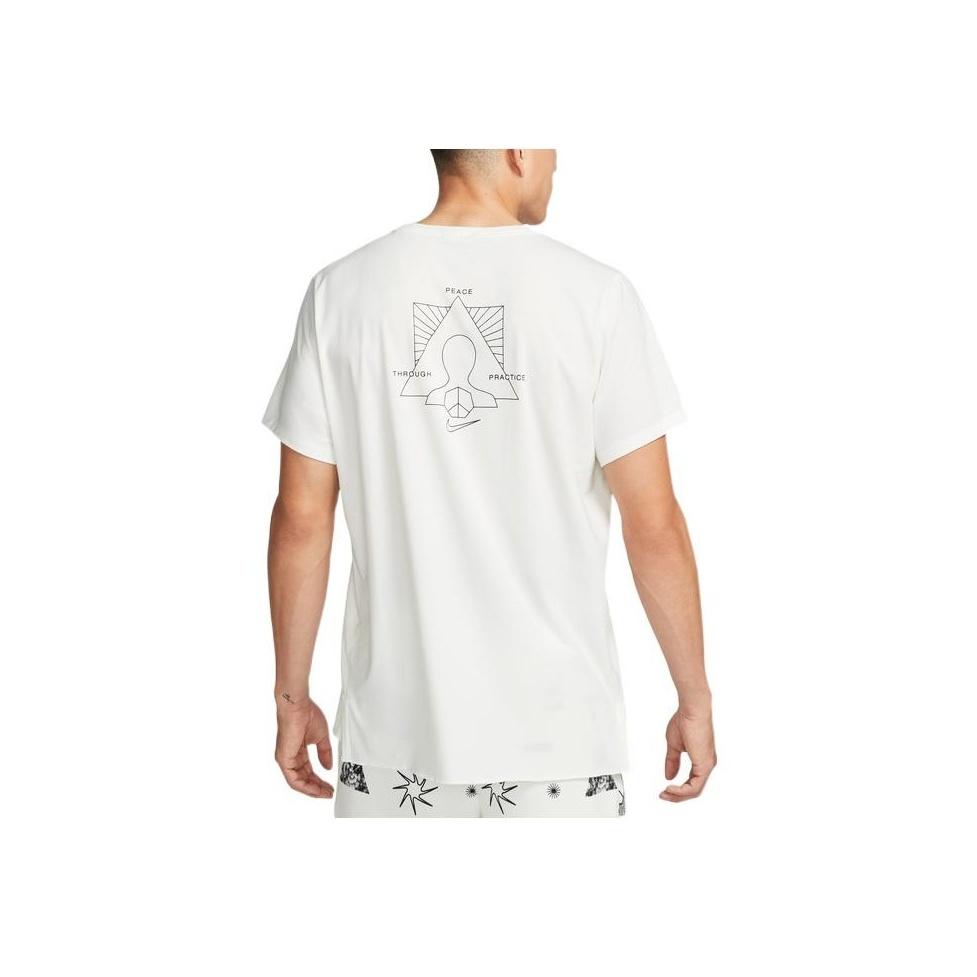 Nike Yoga Dri-FIT Grafik Rückenaufdruck Rundhals Trainings-T-Shirt Herren Oberteile Weiß DM8142-133