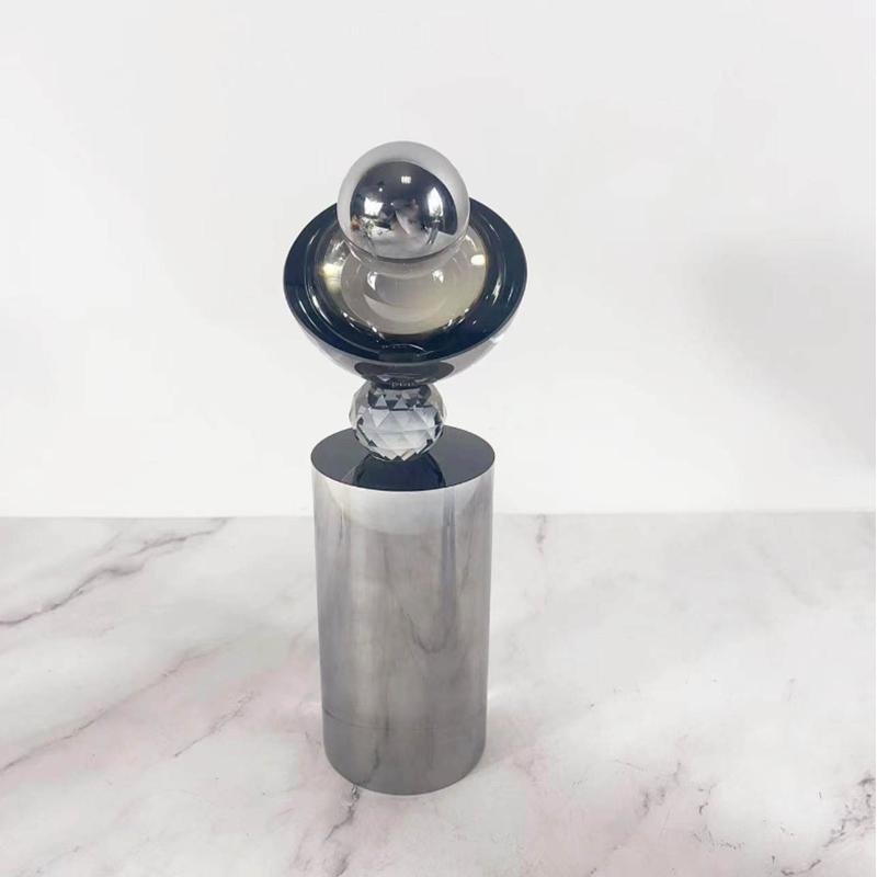 Geometric Glass Ball Decorative Ornaments, Abstract Art Semi-circular Crystal Column Sculptures, Living Room Decorative Crafts