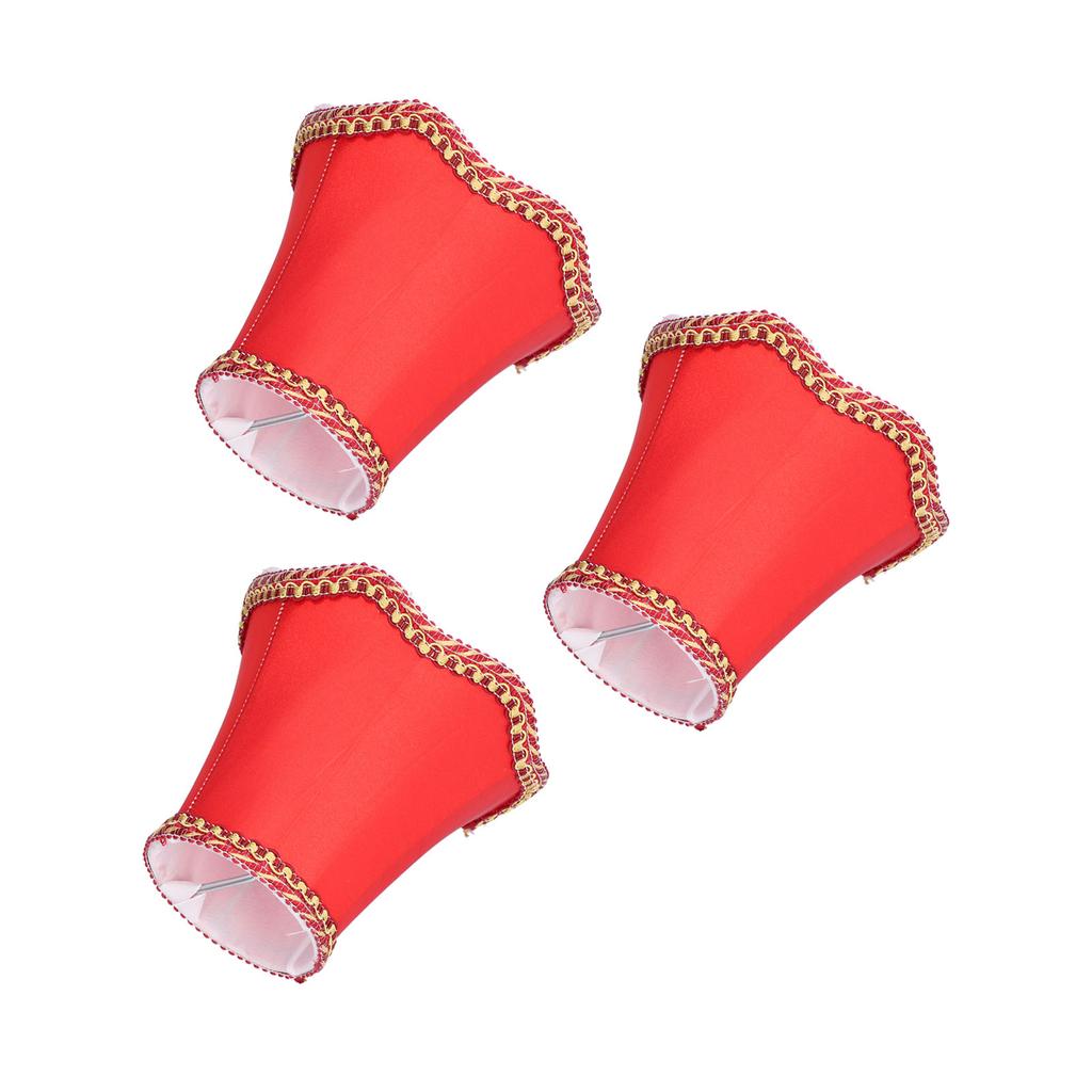 3 Stück E14 Stoff Lampenschirm Modern ClipOn Lampenschirm für Zuhause Wand Kerzenlampen Kronleuchter Rot