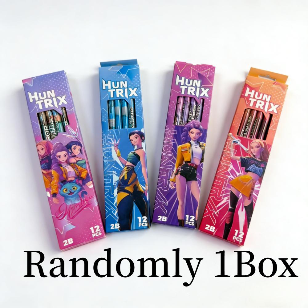 Kpop Demon Hunter Huntrix Theme 12pcs 2B Wooden Pencils Smooth Writing Graphite Sketch Pencils School Supplies Gift for Students