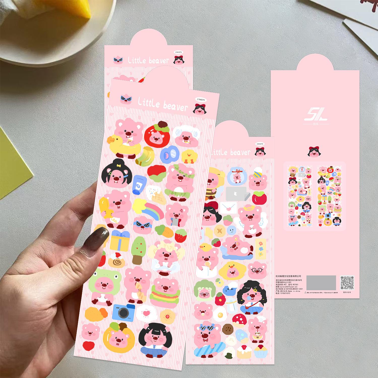 

Cute Cartoon Pink Beaver Ins Korean Guben Hand Account DIY Decoration Stickers Creative Stickers