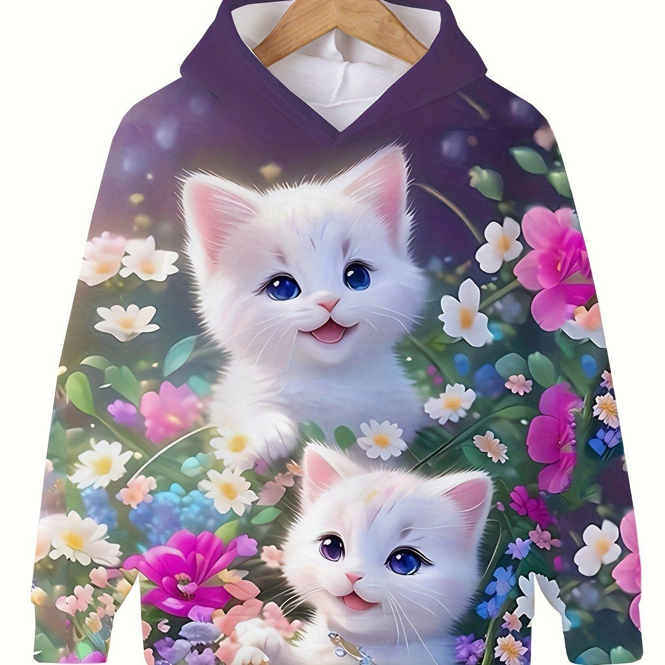 

Толстовка с капюшоном и принтом 3D Space, пуловер для девочек, повседневная одежда для весны и осени, яркие цвета 140