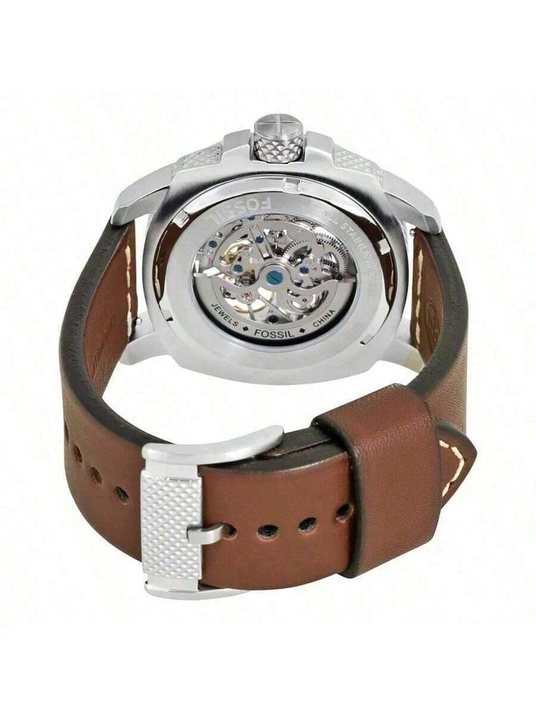 Herren-Automatik-Mechanik-Uhr mit Lederarmband, Drei-Zeiger-Design, Edelstahlgehäuse & Kratzfestes Glas (ME3083)