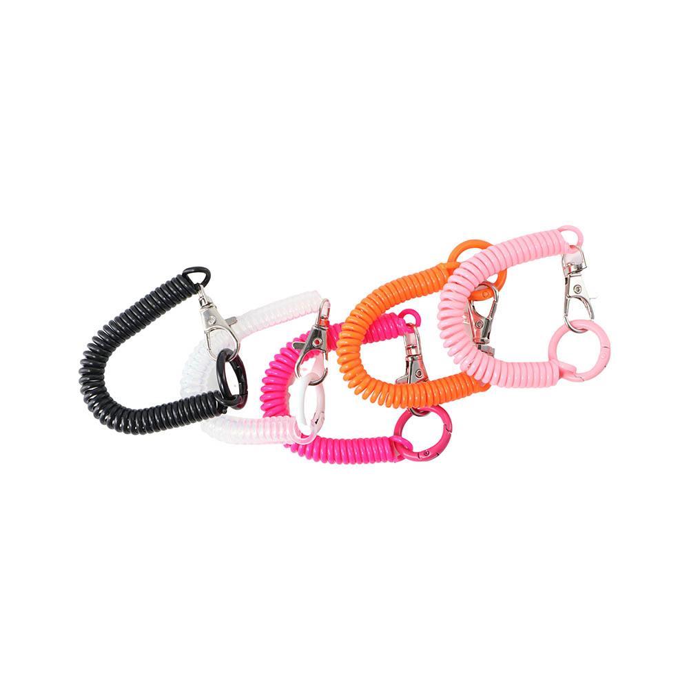 

Пружинная пружина Брелок для ключей Ремешок для ключей Крючки для ключей Застежка-карабин с защитой от потери Растягивающаяся пружина детские розовый