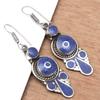 Brinco de prata com pedra preciosa turquesa tibetana e lápis-lazúli nepalesa de 1,5''