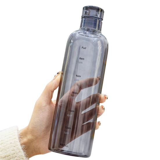 500ML Water Bottle Leak-proof Time Scale Print Transparent High Borosilicate Teaware Bottle for Office