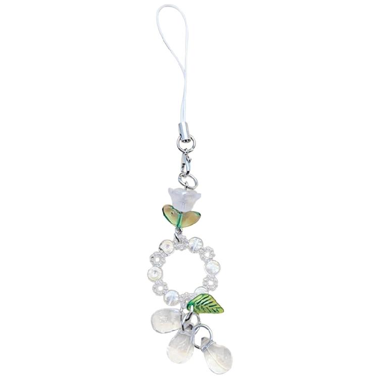 

Small Flower Waterdrop Charm Pendant Chain Hanging Decoration for Keys Bag Purse 1 белый