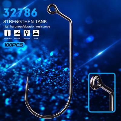 PRO BEROS JIG 100 Fish Hooks with Barbs / Bag Bulk Single Hook Lead Fish Hook