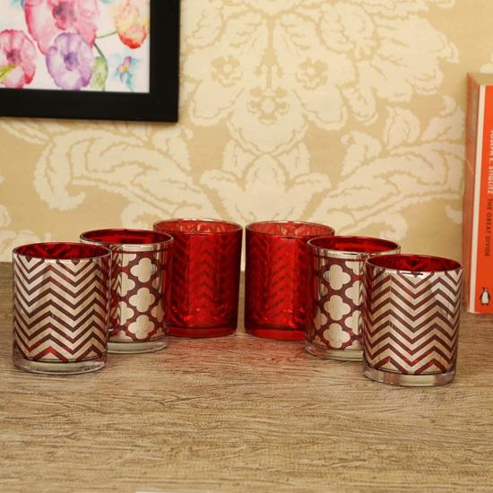 Zestaw 6 szklanych świeczników na podgrzewacze wotywne ozdoby świąteczne do wystroju domu prezent na stół w restauracji