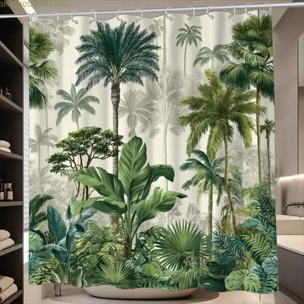 

A Bathroom Shower Curtain with Exotic Style for Tropical Themed Parties, Includes 12 Hooks, Measuring 70.87*70.87inch for Home 90x180cm