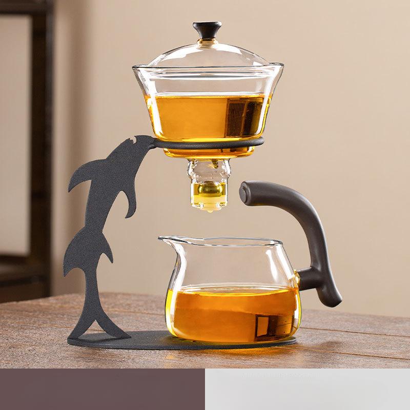 Glass Dolphin Automatic Tea Set and Teapot for Home Lazy Tea Maker Kung Fu Teacup Office Teaware Sets
