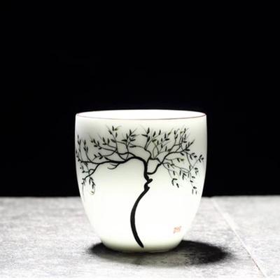 Single Person Tea Making Hand Drawn Ceramic Teacup Kung Fu White Porcelain Host Hand Holding Gift Cup