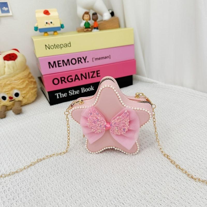 Adorable Cartoon Star Crossbody Bag For Kids Stylish Chain Strap Waterproof Pvc