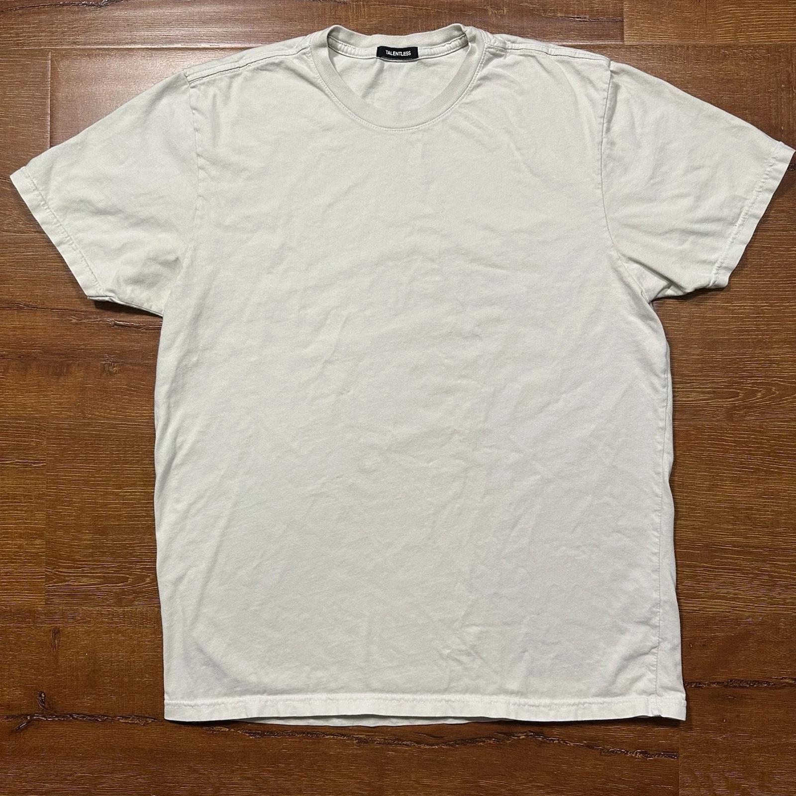 

Talentless T Shirt Mens L Ivory Short Sleeve Crewneck Minimal Streetwear City 4XL