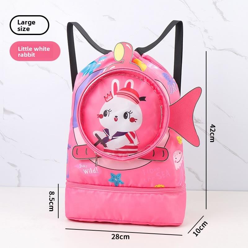 Kids Wet Dry Separation Swim Bag With Large Capacity And Cartoon Design For Bath And Travel
