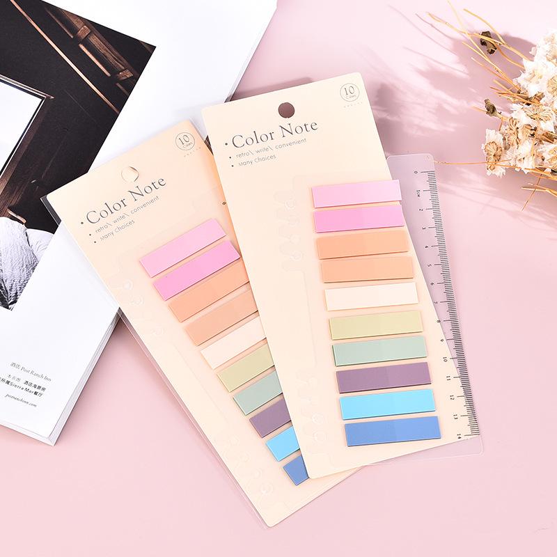 Morandi Color Pet Sticky Notes and Index Tabs - Fresh, Loose-Leaf Memo Pad Labels