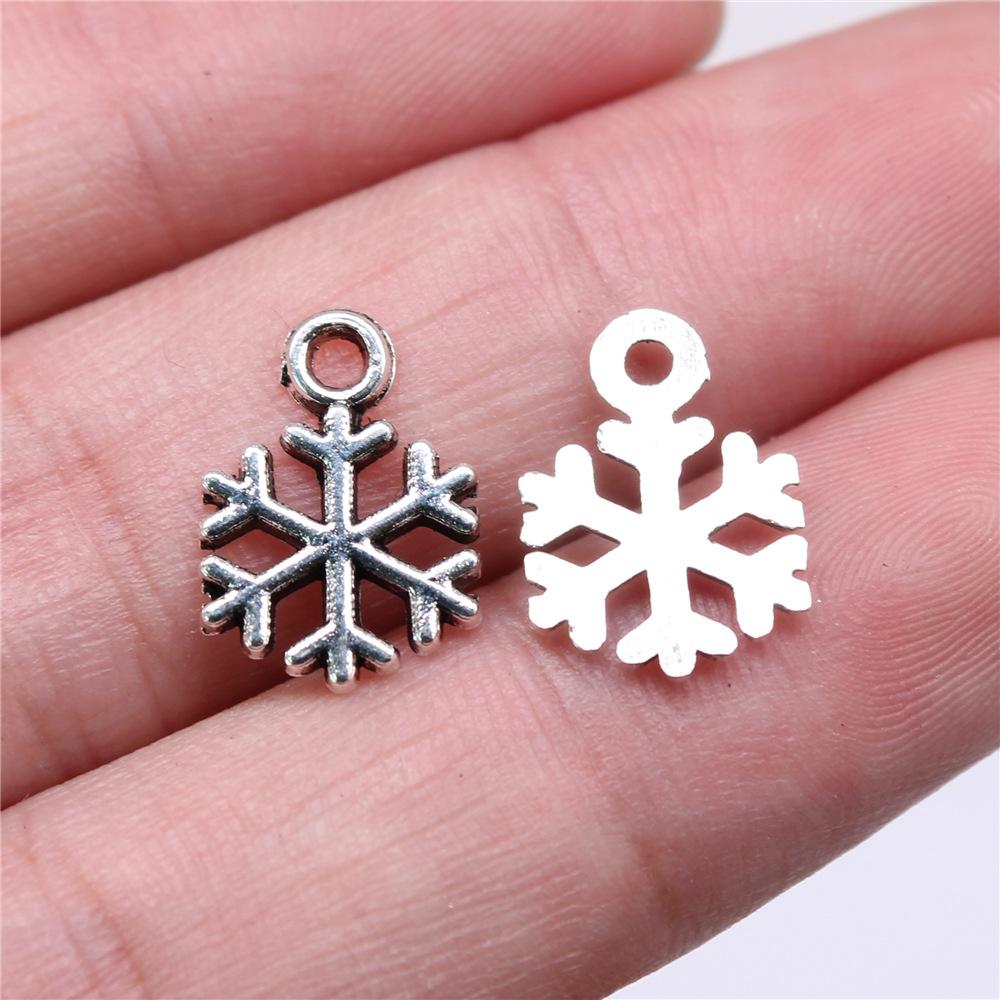 20 Stück Metall Zinklegierung Gemischte Größen Schneeflocken Anhänger Passend für Schmuck Weihnachtsanhänger Komponenten DIY Handgemachtes Basteln