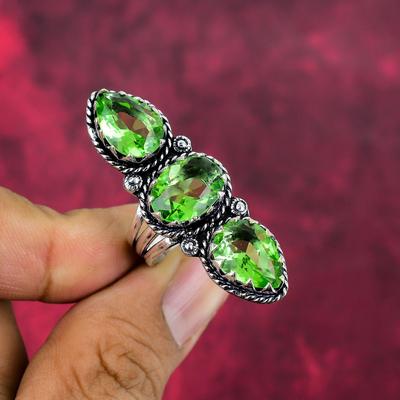 Joyería de Piedra Preciosa Peridoto, Anillo Hecho a Mano de Plata de Ley Sólida 925, Joyería de Último Diseño, Para Ella