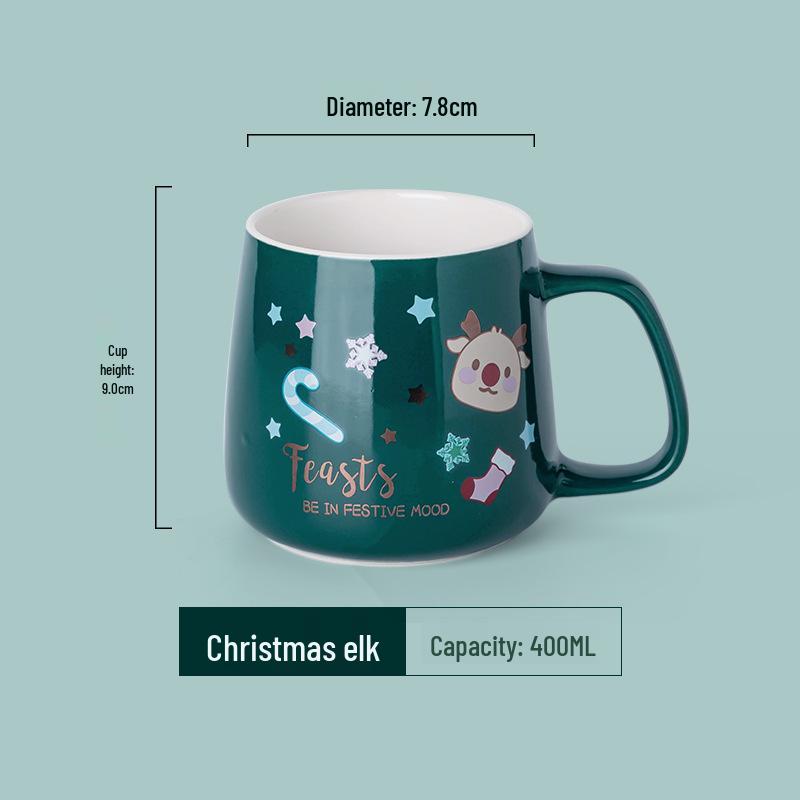 Personalized Christmas Ceramic Mug with Lid and Spoon - Creative Cartoon Design, Perfect for Halloween Gifts