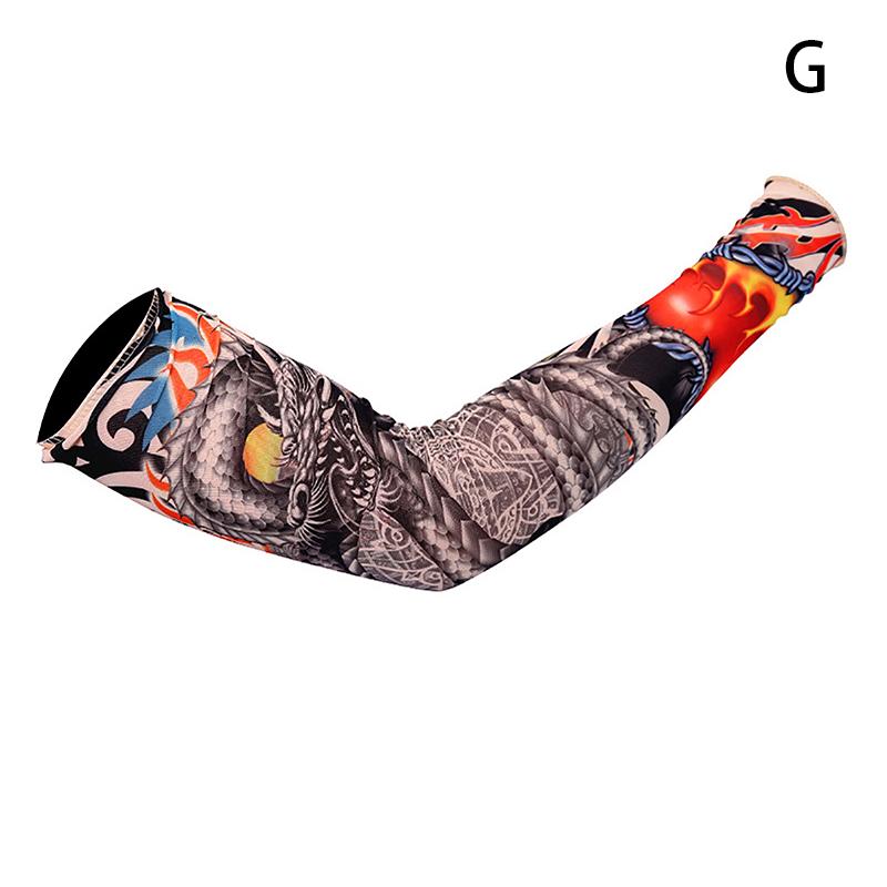 Long Fake Summer Tattoo Sleeves Sun Protection Cover Outdoor Gloves Driving Ice Silk Arm Sleeves