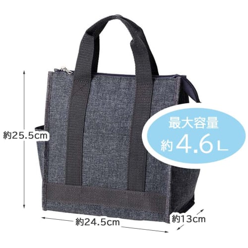 Torne Insulated Lunch Bag, Square, 4.6 Liters, Gray, 24.5cm Wide x 13cm Deep x 25.5cm High, P-3564