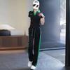 Casual Sports Suit for Women, Summer Temperament, Fashionable Style, Age-reducing Short-sleeved Wide-leg Pants Two-piece Set