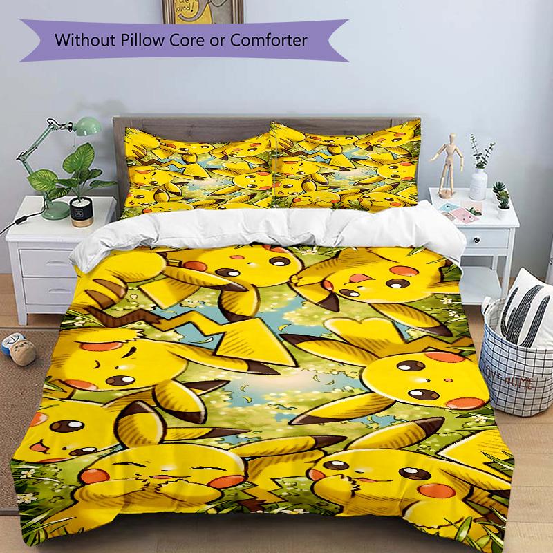 3pcs Pikachu Duvet Cover Set, Includes 1 Duvet Cover and 1/2 Pillowcases (No Insert) Yy251104227
