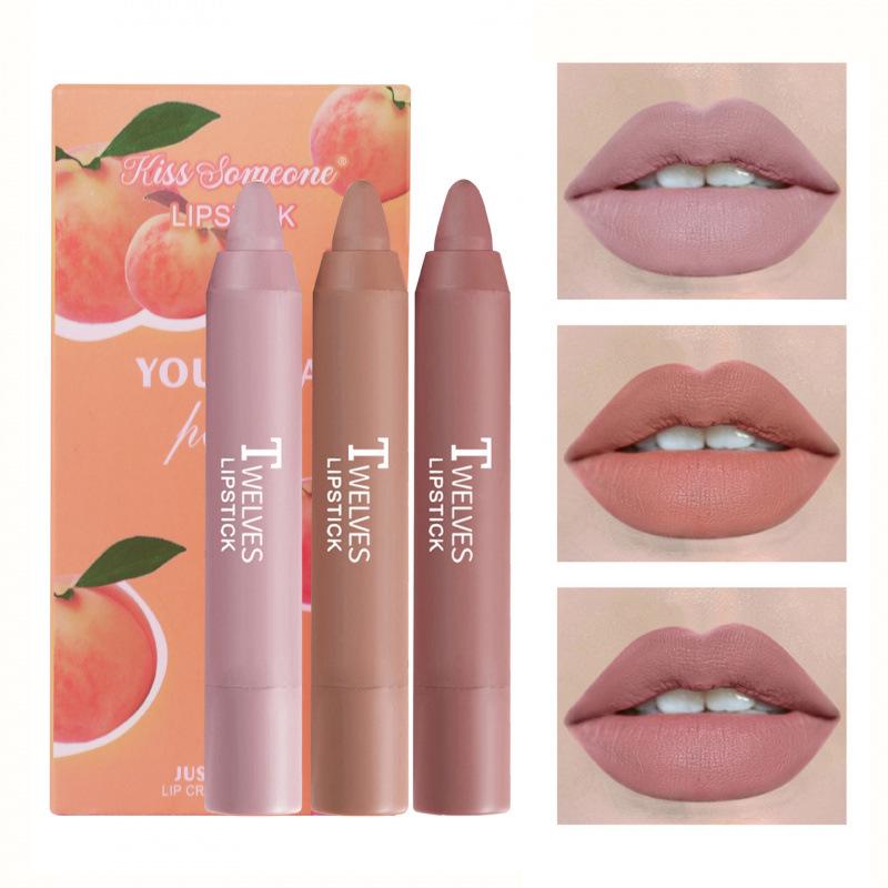 3-Piece Velvet Matte Crayon Lipstick Set In Compact Box