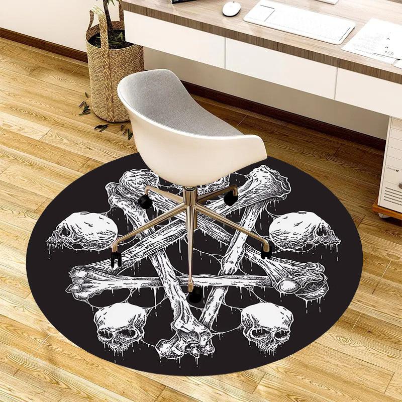 1pc Office Carpet Chair Mats Skulls and Crossbones Tattoo Design Perfect for Decorating Office Chairs, Living Rooms, Or Bedrooms