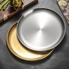 Barbecue Plate Bbq Salad Serving Plate Stainless Steel Dinner Plates for Home Kitchen Outdoor Bbq Round Salad for Camping