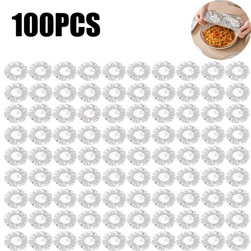 Stretchable Aluminum Foil Food Covers Insulation Lids for Kitchen Dishes Warmth Retention Reusable Fits Plates