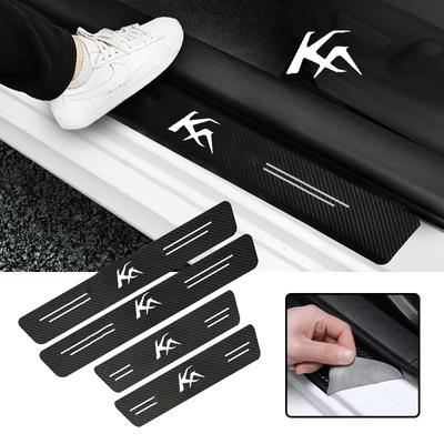 New Carbon Fiber Car Door Sill Sticker Threshold Side Anti Scratch Sticker For KA Logo Waterproof Decal Car Accessories