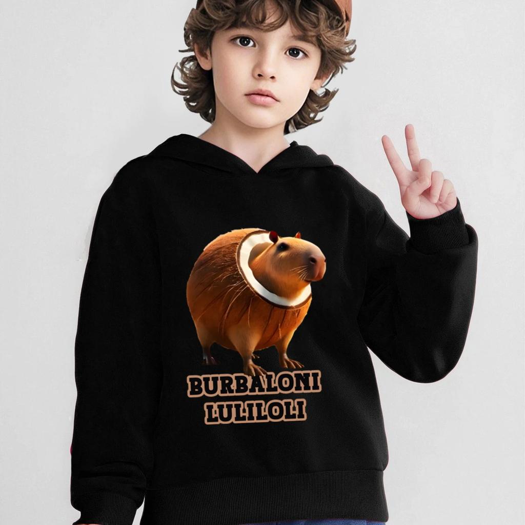 Burbaloni Luliloli Italienisches Brainrot Meme Hoodies Sweatshirt Jungen Mädchen Lustiger Cartoon Hoodie Herbstmode Pullover Kinderkleidung