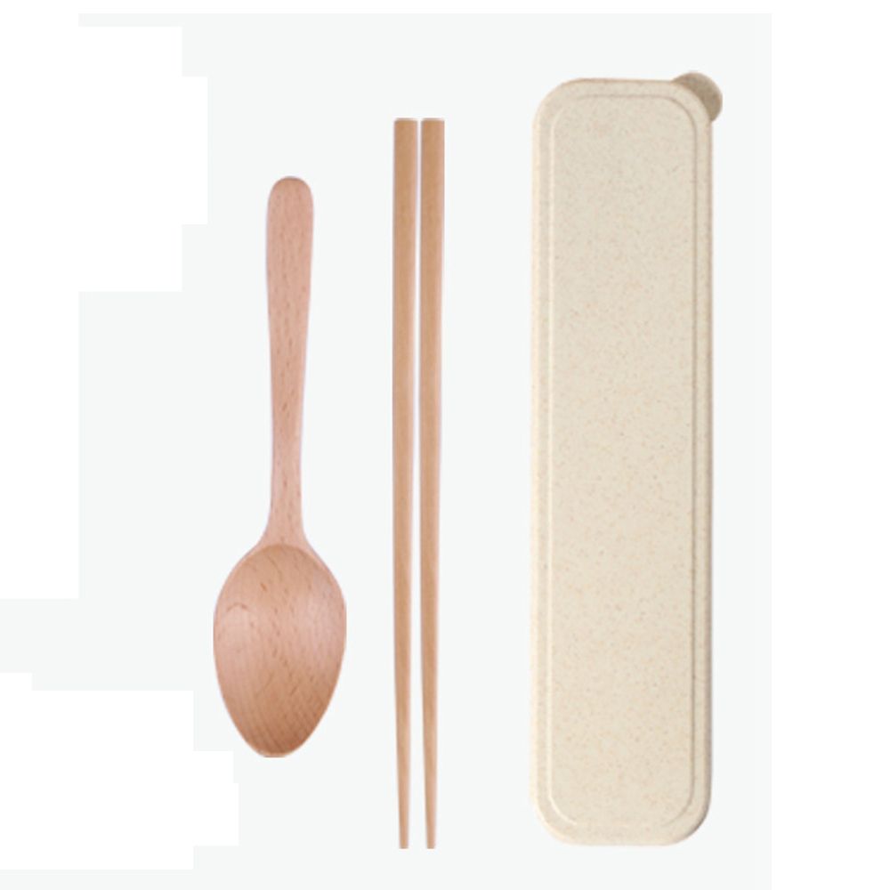 Convenient Travel Reusable Wooden Portable With Box Spoon Dinnerware Cutlery Set Chopsticks